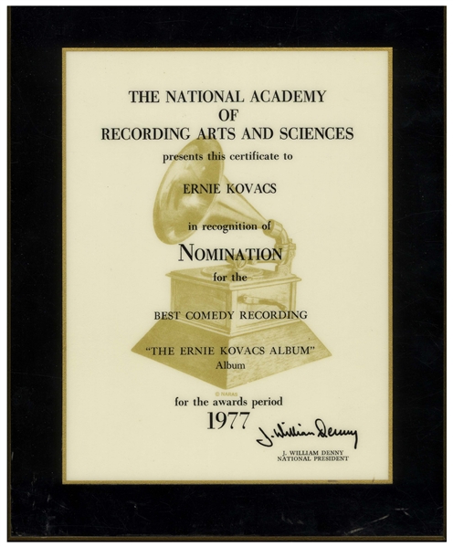Grammy Nomination for Best Comedy Recording Awarded to Comedian Ernie Kovacs in 1977